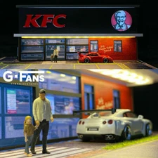 Diorama 1/64 Car Garage Model Scene Backdrop Parking Lot Lighting Scenery Model