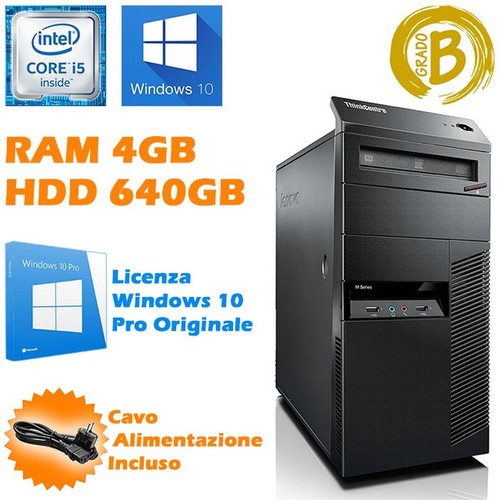 PC Computer Desktop Fixed Tower Lenovo M90P I5 4GB 640GB RS232 Serial WIN10 - 第 1/3 張圖片
