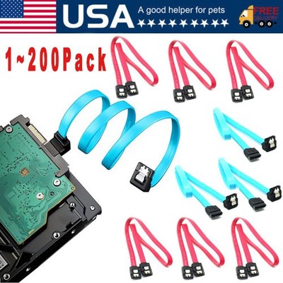 SATA III Cable 6Gbps 90 Degree Right Angle Locking Latch 18 Inches for HDD Lot