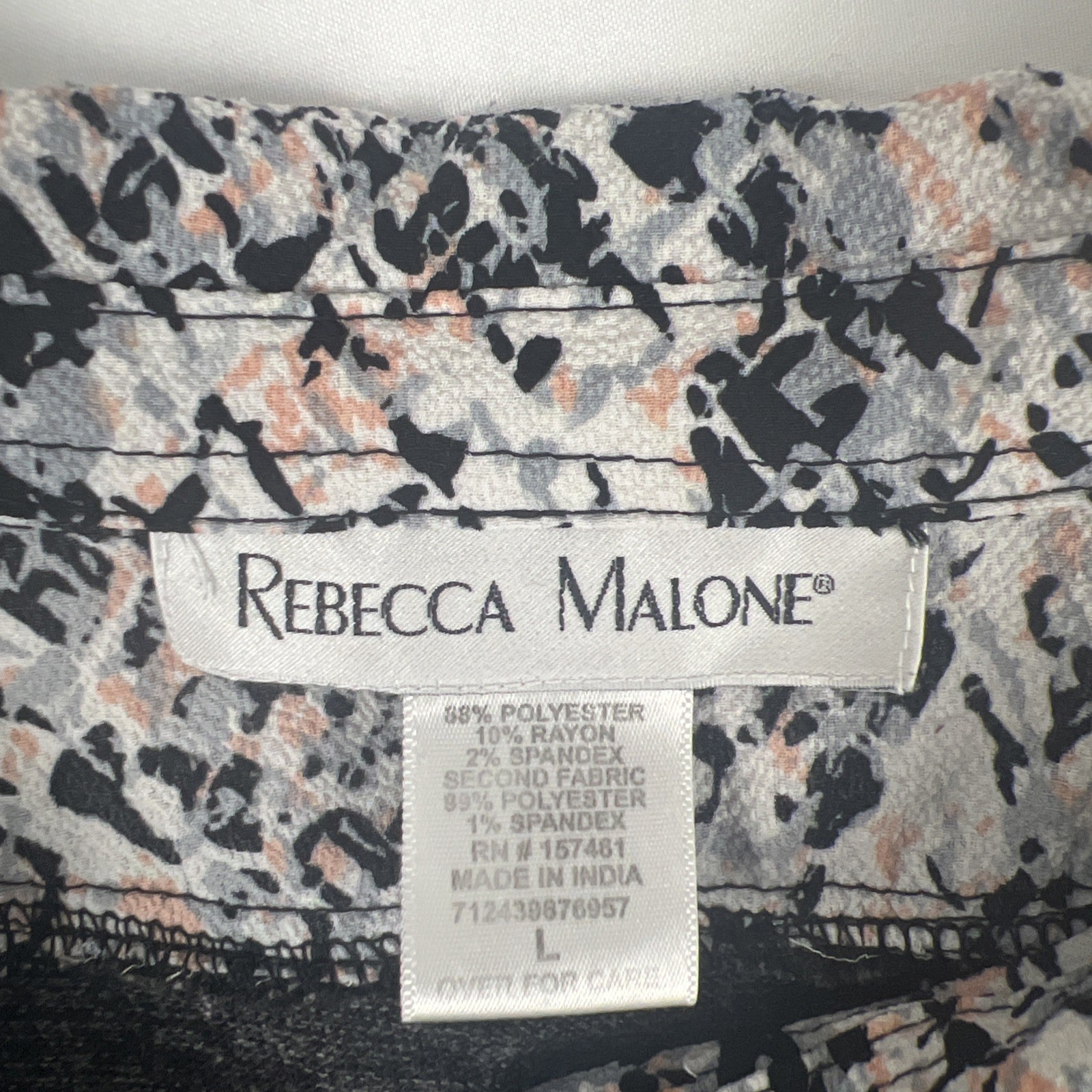 Rebecca Malone Sweater Womens Large Animal Print Layered Look Boho Casual