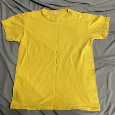 Vintage 60s Yellow Blank T Shirt Adult XS Kids XL Single Stitch Made In USA Read