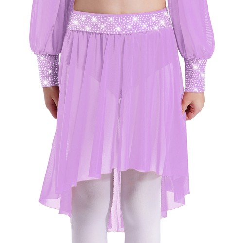 Kids Girls Dress Ballet Dancewear Chiffon Skirt Lyrical Ballroom Sheer Mesh - Picture 12 of 49