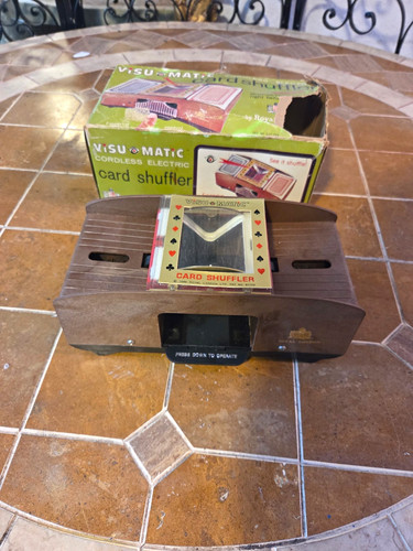 Vintage Visu-Matic Cordless Electric Card Shuffler by Royal London Ltd with Box