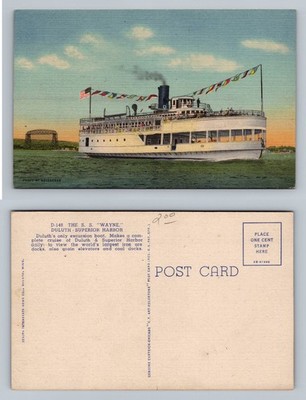 Duluth, MN-Minnesota, S.S. Wayne Excursion Harbor Tour View Vintage Postcard