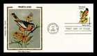 DR JIM STAMPS US COVER MARYLAND STATE BIRD FLOWER FDC COLORANO SILK CACHET