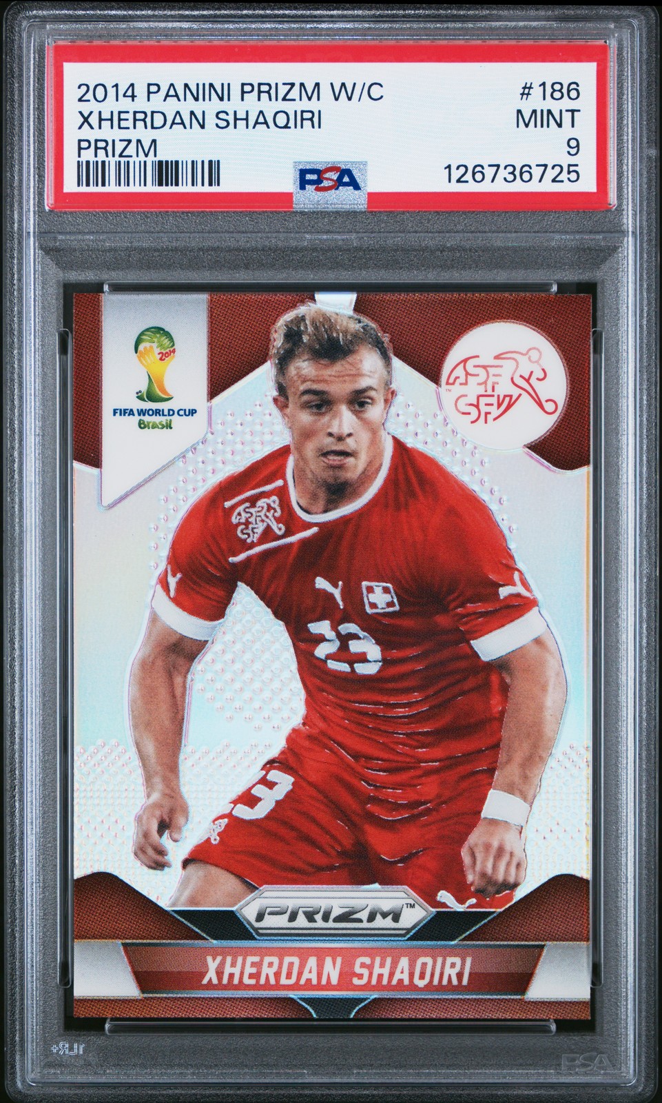 2014 PANINI PRIZM WORLD CUP PRIZM #186 XHERDAN SHAQIRI PSA 9