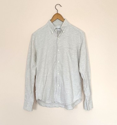 Our Legacy Herren Hemd Baumwolle 46 SMALL Grau Langarm Gesprenkelt Sommer