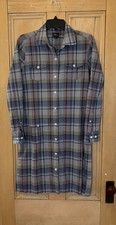 L.L.Bean Womens Plaid Button Down Pockets Cotton Shirt Dress Size 8 Blue FA EXC