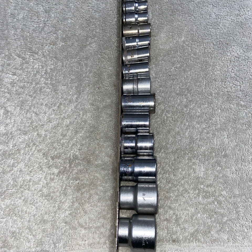 Sockets 14 Pce 1/2” Drive AF Sizes 3/8”—-1  1/16” Good Makes On Clip Rail - Image 2 of 3