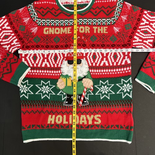 Holiday Time Gnome Men’s LG Ugly Christmas Sweater Crewneck Costume Holiday - Picture 7 of 8