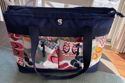 Gecko Brands 2 Compartment Tote Cooler Flip Flip Print Zip Top Capacity 40 Cans