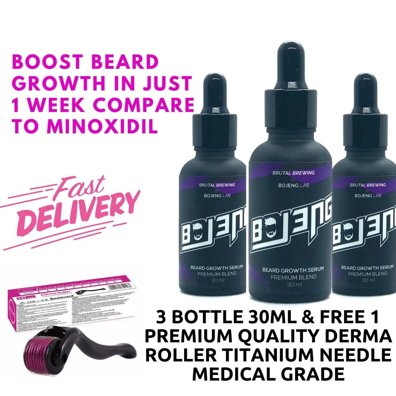 Beard & Hair Growth Serum 3 x 30ML 10% 054P 5% Minoxidil Regrowth In A Week