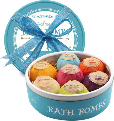 Bath Bombs, 7pcs Bubble Bath Bombs for Women, Natural Handmade Fizzies Gift Set,