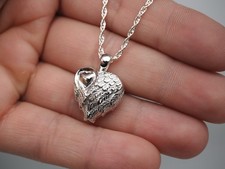 Heart Angel Wings 925 Sterling Silver Cremation Keepsake Pendant Memorial