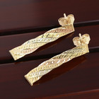 ESTATE SOLID 14K TRI-COLOR GOLD ITALIAN WOVEN DROP 1" EARRINGS #7962 — photo 3