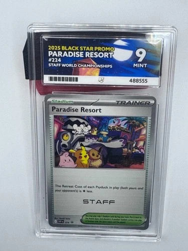 2025 Pokemon Paradise Resort #224 STAFF World Championships Promo ACE 9 MINT