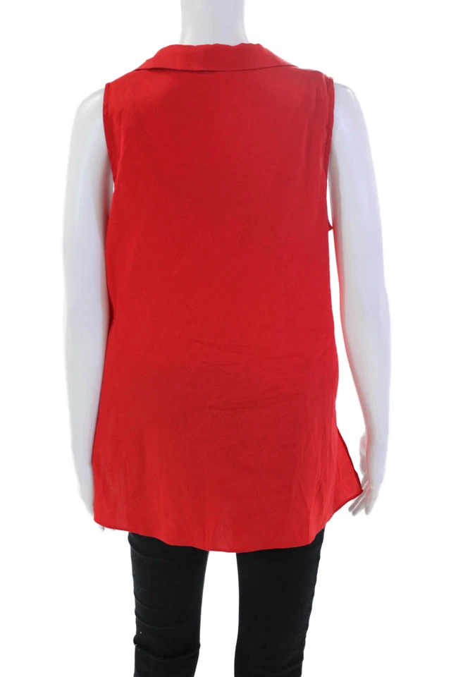 Camiseta sin mangas Drew para mujer con cuello de seda rojo cereza talla extra pequeña Foto 3 de 4
