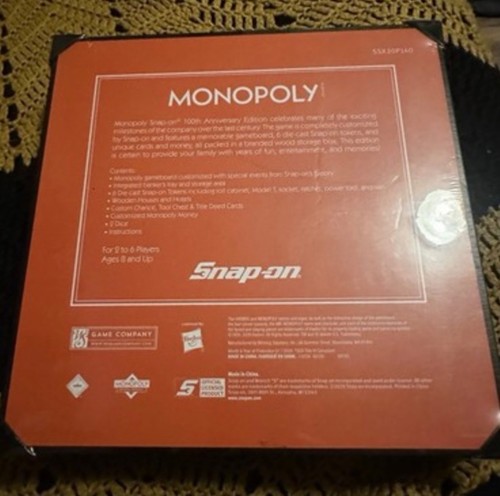 Jeu de société Snap-On Tools 100ème anniversaire MONOPOLY SSX20P140P neuf scellé - Photo 3/4