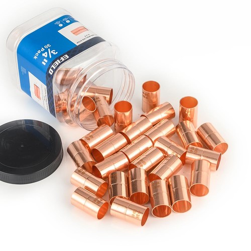30 Piece 3/4" C X C Copper Coupling With Rolled Stop, Pro Pack