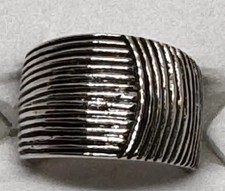 925 Sterling Silver Wide Ribbed Textured Band Ring Size 8.25 New