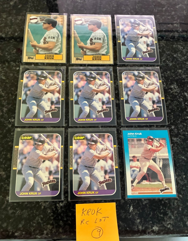 JOHN KRUK ROOKIE CARD LOT............9 TOTAL