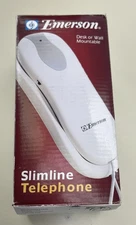 Emerson EM-2116 White Slimline Corded Wall Mountable Handset Landline Telephone