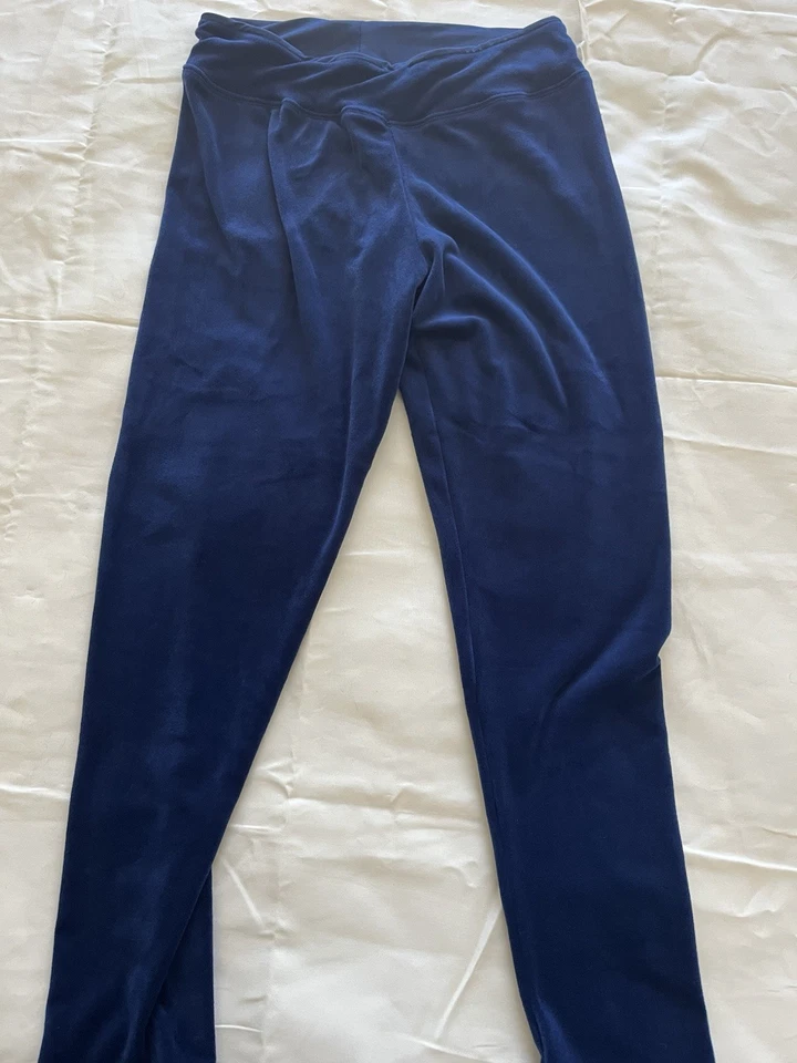 Pantalones de terciopelo de felpa doble Cuddle Duds para mujer talla M azul marino acogedor salón usados en excelente estado Foto 2 de 4