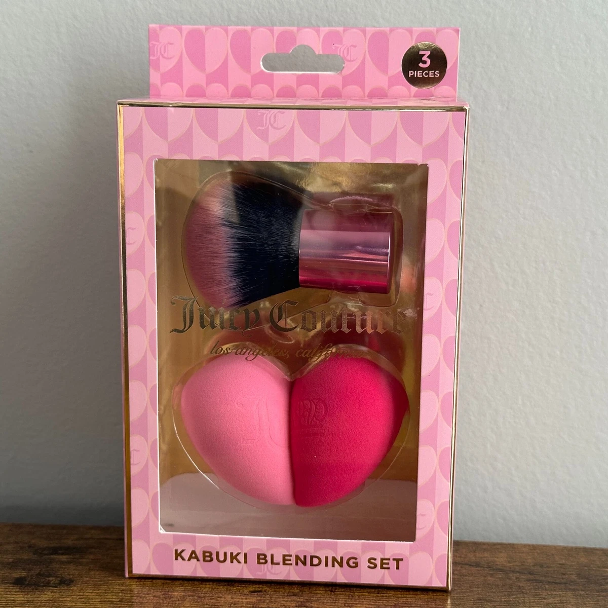Juicy Couture Pink Heart Brush Juicy Couture Bag Pink Heart Velour Cosmetic Bag with makeup  main image 2