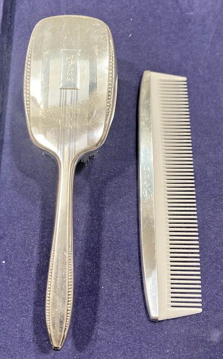 Antique Stamped Sterling Silver Monogrammed Hairbrush Webster engraved Vintage Webster Sterling Silver Baby Hair Brush - Baby Gift  main image 4