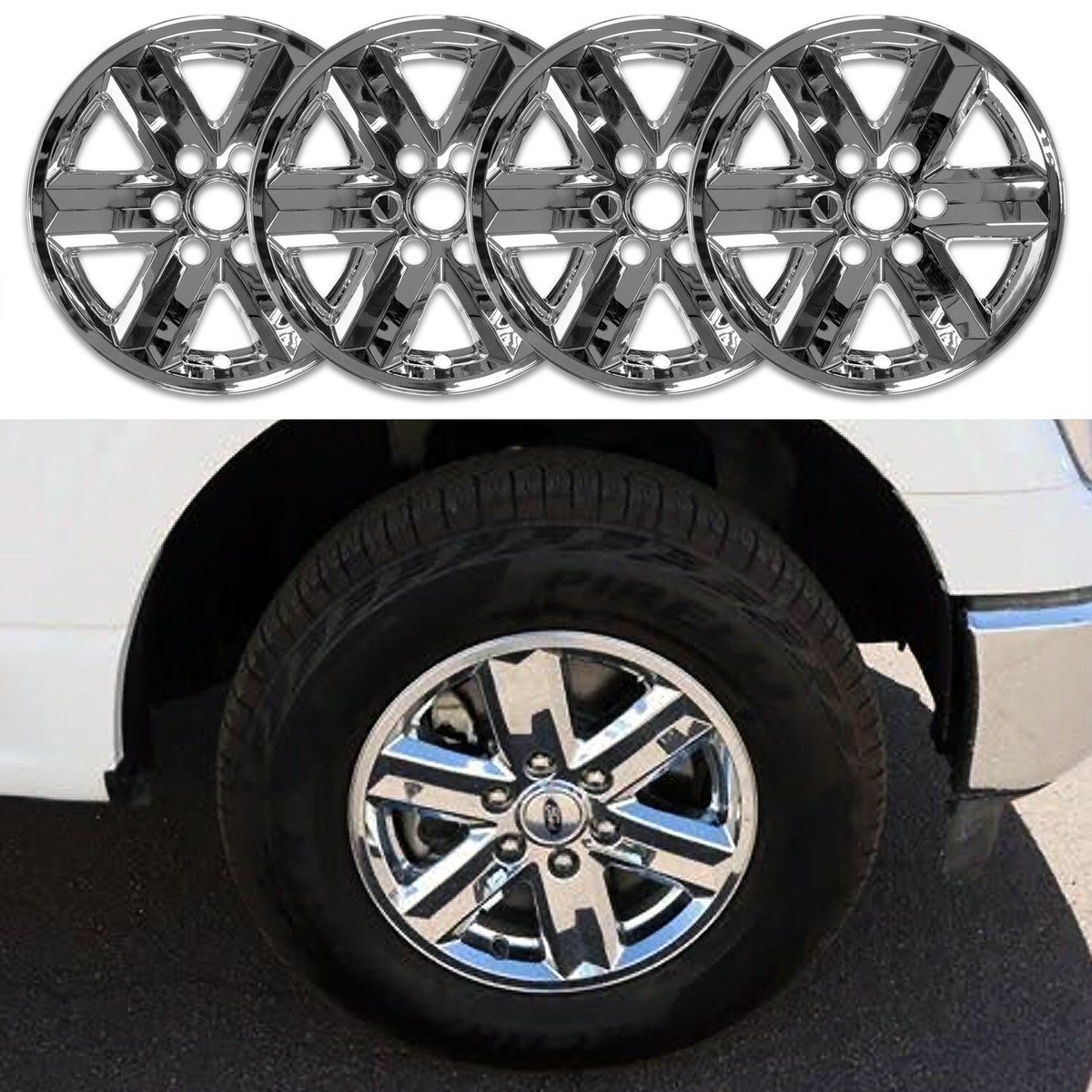2021-2025 Ford F-150 XL XLT Chrome Snap-On Wheel Covers 4PC 17