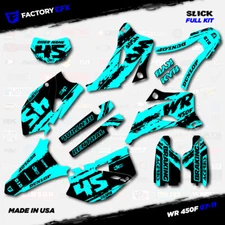 Black & Cyan Slick Racing Graphics Kit fits Yamaha WR450F 07-11 Decals WR 450F