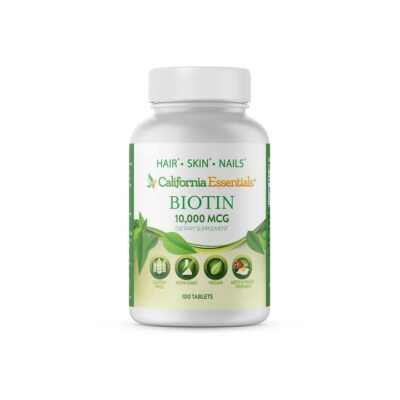 California Essential Biotin 10000mcg Vitamin B7 Hair Skin Nails Vegan 300 Ct