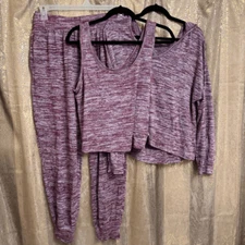Old Navy Purple Maroon Red Stretchy Plush Jersey Knit 3 Piece Lounge Set Large
