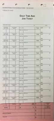 12 Flag Mechanics Daily Time and Job Ticket JT-12-PSG by A+ 500 Per BoxV2