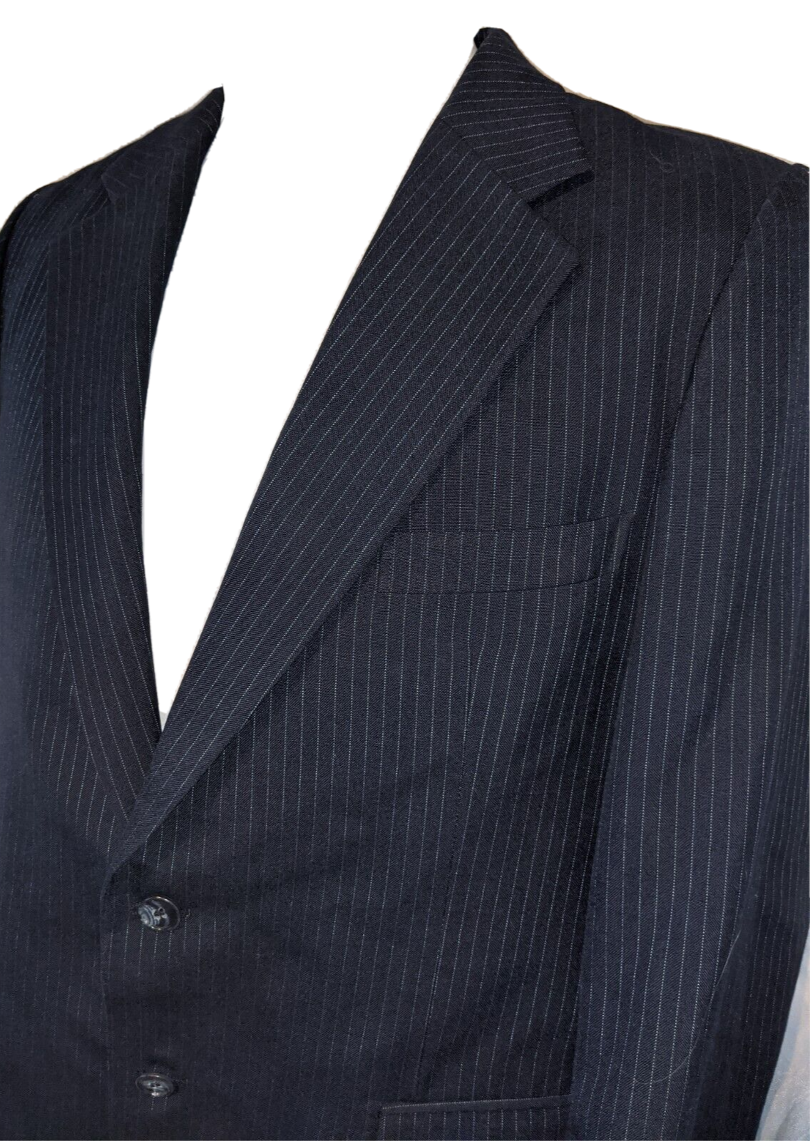 Giacca tuta cappotto sportivo vintage YVES SAINT LAURENT blu navy gessato FRANCIA YSL 40