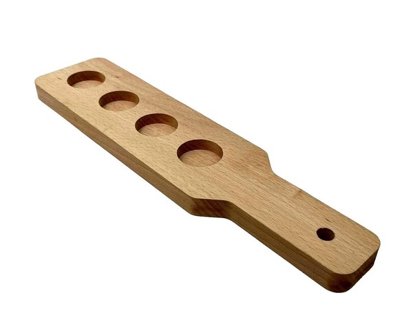 Bandeja de madera para servir vasos de chupito, tabla con 4 huecos para vasos