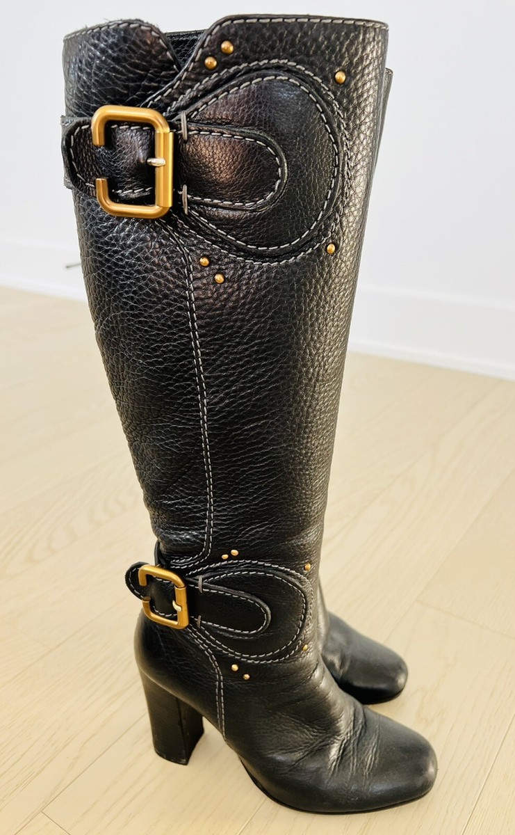 Chloe Womens Leather Boots Black Size UK38 US 7.5 Vintage Chloe Womens Leather Boots Black Size UK38 US 7.5 Vintage