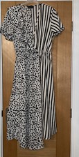 PLT Contrast Spotted & Stripes Wrap Dress Size 10
