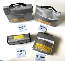 Set of 4 Silver LiPo Guard Bags for Battery Charging and Storage