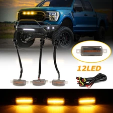 3PCS Smoked Raptor Style LED Front Grille Running Lights Amber For Ford F150 SUV