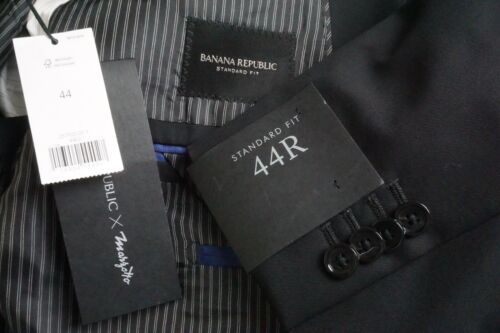 Banana Republic Standard Fit Black S120s Wool 2 Pc Suit Jacket Pants Sz 44R NEW - Picture 1 of 11