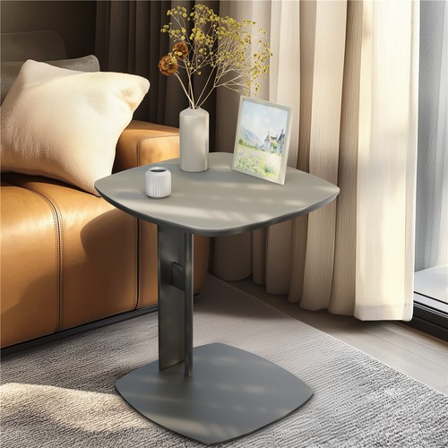 Stable CShape Side End Table Durable Saddle Leather Couch Accent Table