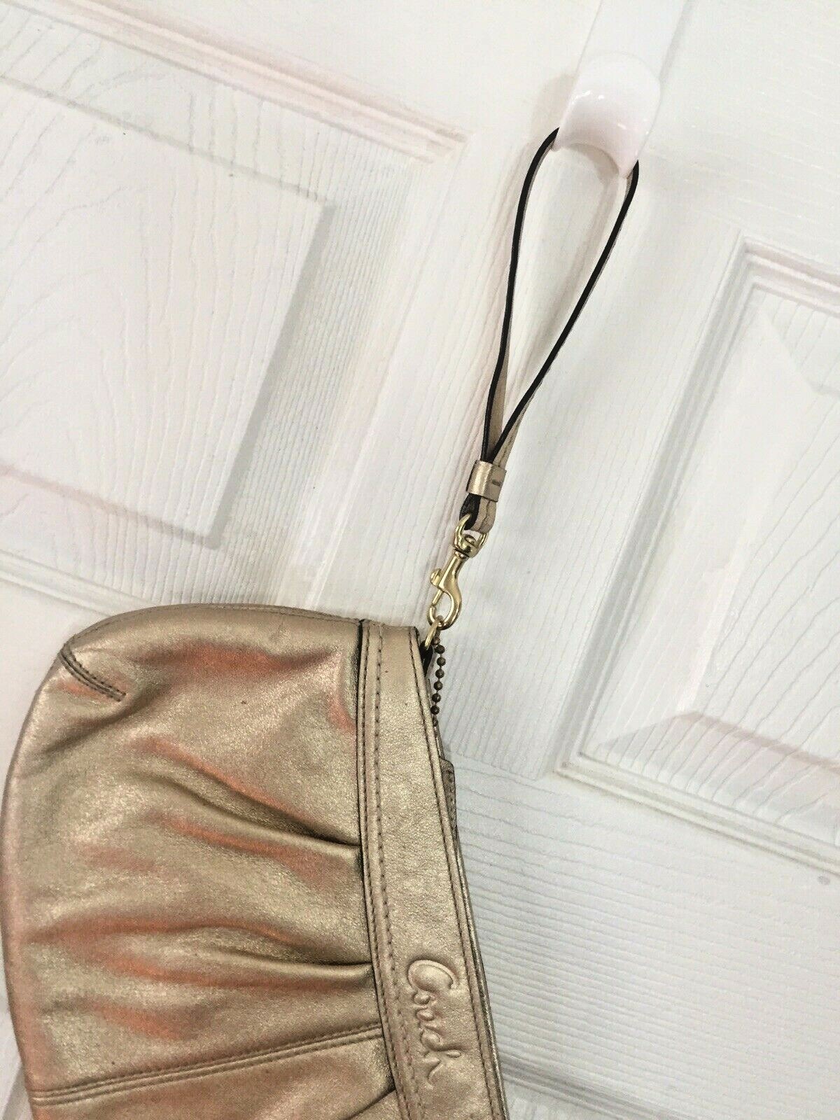 COACH GOLD METALLIC Clutch WRISTLET with Hang Tag Gem