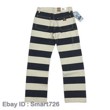 BOB DONG 16oz Motorcycle Prisoner Pants for Men Biker Striped Trousers Rider