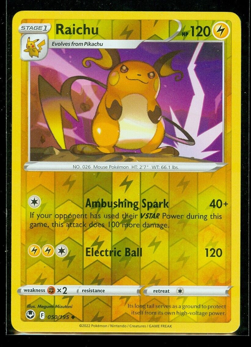  Raichu 50/195 - Pikachu 049/195 - Silver Tempest - Pokemon  Evolution Card Set - 2 Card Lot : Toys & Games