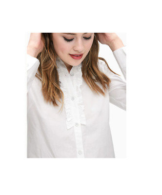 NWT Splendid Women's Poplin Ruffle Shirt White Equestrian Size XS S M L XL $130 