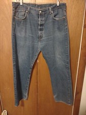 Vintage Levis 501 Denim Jeans Mens 42x32 Straight Leg Button Fly Made in USA