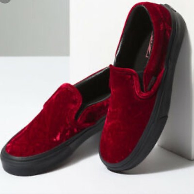 red velvet slip on vans
