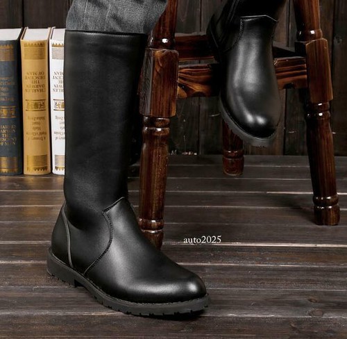 Herren Leder Schuhe Stiefel Militär Kniehoch Reiten Flach Reitsport Freizeit - Bild 7 von 10
