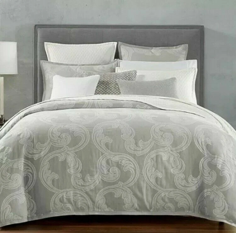 Funda nórdica Hudson Park Modern Scroll King - Gris Foto 2 de 4